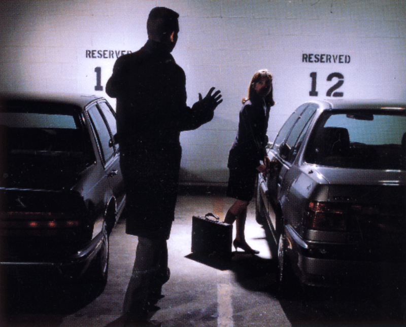 Dark parking lot, bad parking security