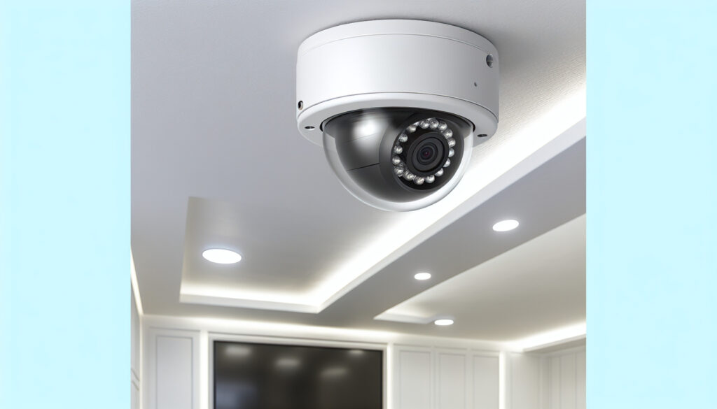 Photo of a dome security camera installed indoors
